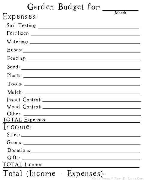 Simple Monthly Garden Budget (One-Page)